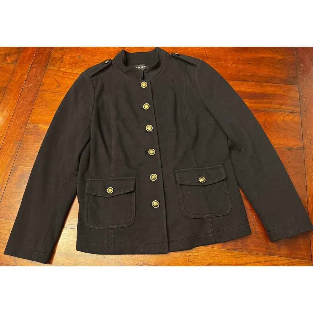 Talbots Women's Military Black Blazer Jacket w/h Gold Buttons Size 6